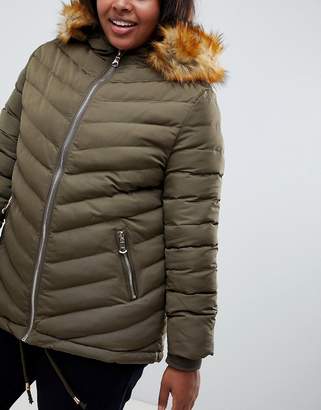 Lovedrobe Quilted Jacket With Faux Fur Trim