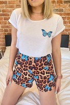 Thumbnail for your product : boohoo Butterfly Leopard Print Short & Tee PJ Set