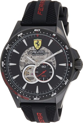 Scuderia Ferrari Mens Skeleton Automatic Watch with Silicone Strap 0830600