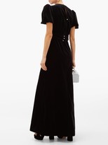Thumbnail for your product : The Vampire's Wife The Lunar Eclipse Bow-applique Cotton-velvet Dress - Black White