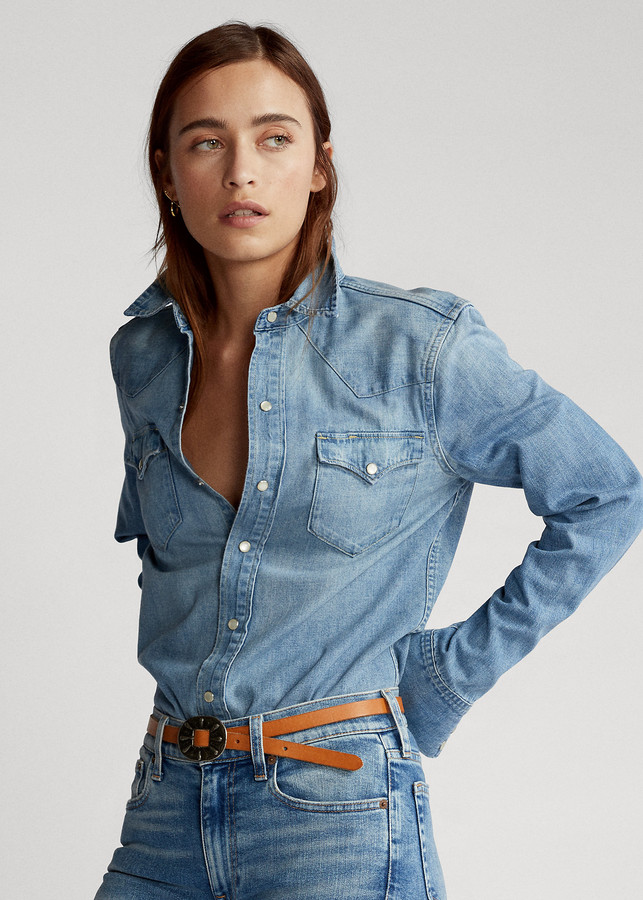 Womens Washed Denim Shirt Ralph Lauren | Shop the world's largest  collection of fashion | ShopStyle