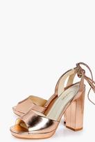 Thumbnail for your product : boohoo Robyn Metallic Plaited Wrap Strap Platform