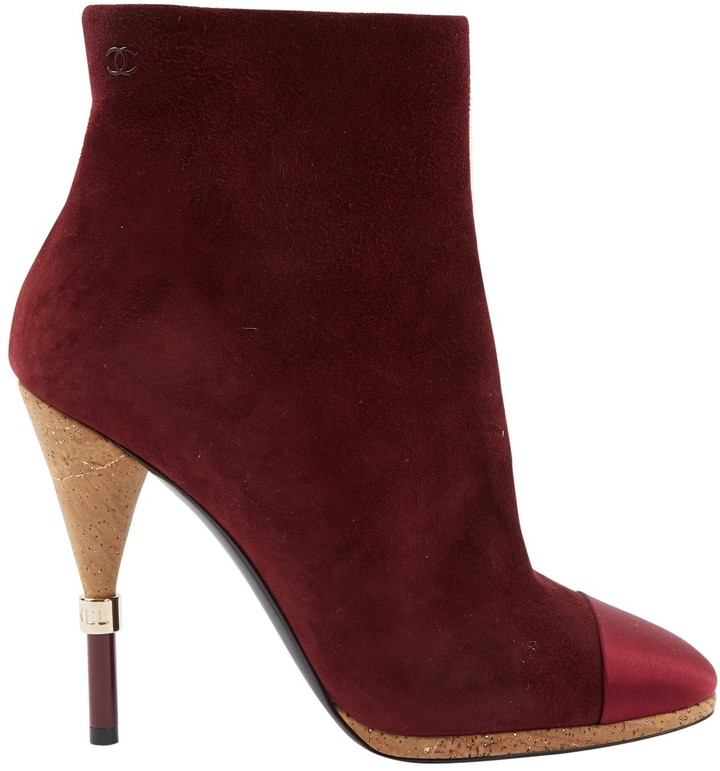 chanel burgundy boots