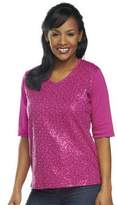 Thumbnail for your product : Factory Quacker Sequin Front Elbow Sleeve V-neck T-shirt