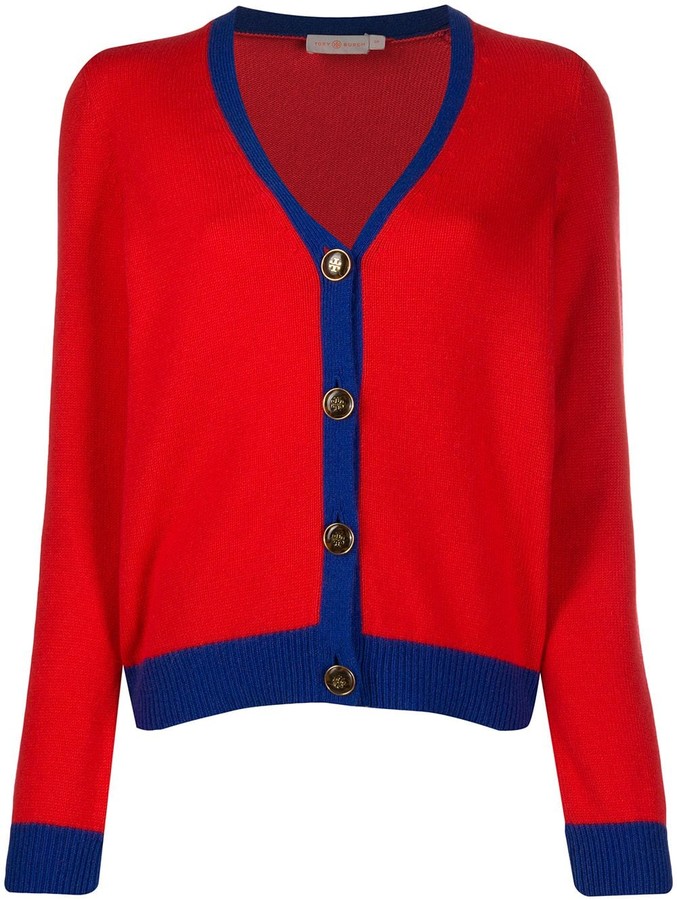 tory burch color block cashmere cardigan