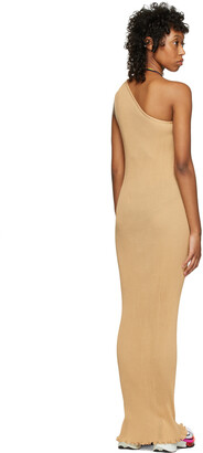 PRISCAVera SSENSE Exclusive Beige One-Shoulder Pleated Dress