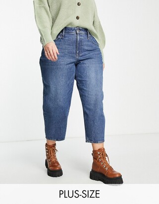 Madewell Plus balloon leg jeans in mid wash blue