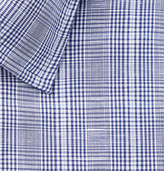 Thumbnail for your product : HUGO BOSS Navy Slim-Fit Prince of Wales Checked Cotton and Linen-Blend Shirt - Men - Blue