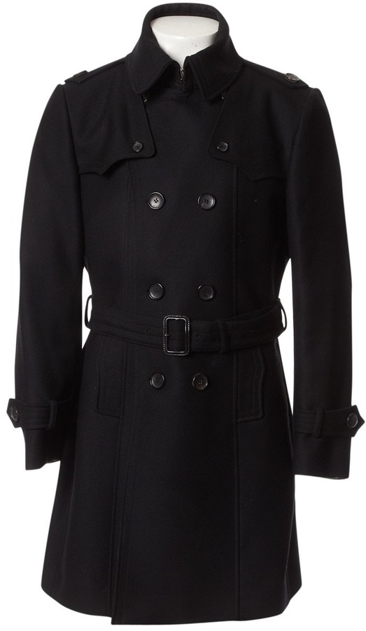 burberry black wool coat