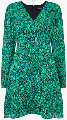Whistles Womens Multi-Coloured Lori Floral-Print Long-Sleeve Woven Mini Dress 12