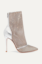 Thumbnail for your product : Gianvito Rossi 105 Crystal-embellished Metallic Leather And Mesh Ankle Boots - Silver