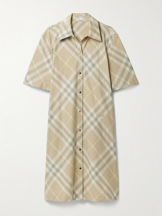 Burberry Checked Cotton-gabardine Shirt Dress - Yellow