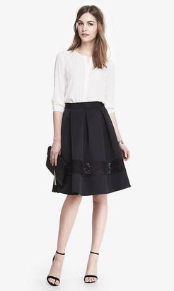 Express High Waisted Lace Inset Midi Skirt