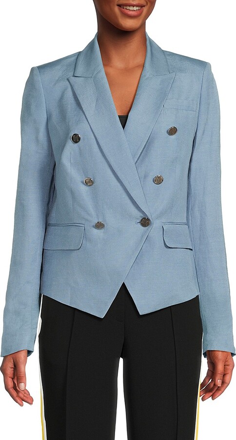 Double-Breasted Linen Blend Blazer