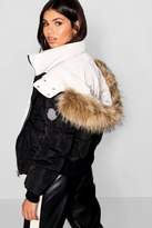 Thumbnail for your product : boohoo Contrast Hood Faux Fur Trim Puffer Jacket