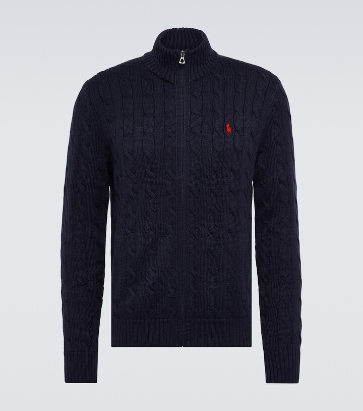 Polo Ralph Lauren Cableknit cotton zipup sweater ShopStyle