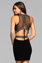 Thumbnail for your product : Faviana s7866 Short jersey two-piece cocktail dress with beaded trim and lace-up back