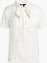 Thumbnail for your product : Maje Pussy-bow satin jacquard-trimmed jersey T-shirt