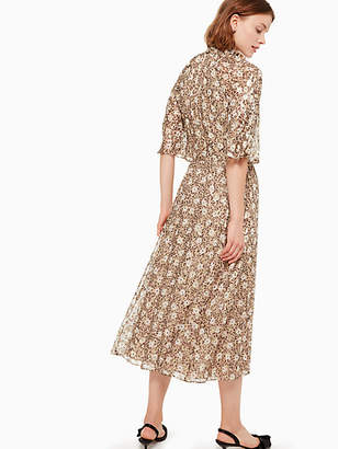 Kate Spade Floral Park Clip Dot Midi Dress, Roasted Peanut - Size 12