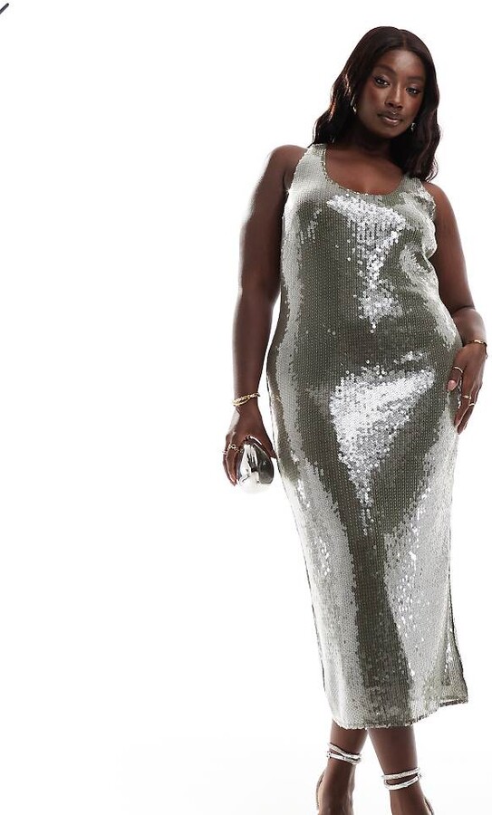 Asos Sequin Dress Curve ASOS EDITION Curve Paillette Fringe Sequin