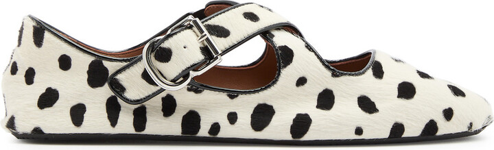 Alaia Criss Cross Printed Calf-hair Ballet Flats