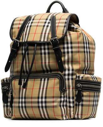 Burberry brown classic check cotton canvas backpack