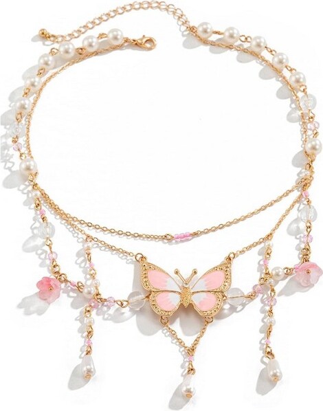 Summit Adventure FairyTasselButterflyChoker-ColorfulPendantNecklaceElegantBohemianCostumeJewelryforWomen