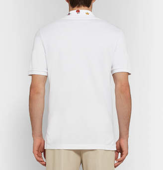 Gucci Embroidered Stretch-Cotton Pique Polo Shirt