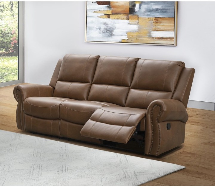 Abbyson Thompson 3 Piece Leather Reclining Living Room Sofa Set www