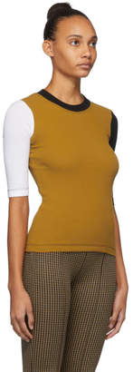 Rosetta Getty Yellow and Black Cropped Sleeve T-Shirt