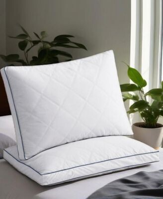 UNIKOME Diamond Quilted Feather Down Gusseted 2 Pack Pillows