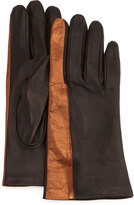 Thumbnail for your product : Portolano Metallic-Striped Leather Gloves