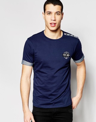 Firetrap Burnout Crew Neck T-Shirt with Roll Sleeves