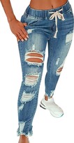 Thumbnail for your product : Peuignao High Waisted Jeans Women Skinny Jeans Women Jean Jeggings For Womens Ripped Jeans High Rise Denim Jeans For Women Lady Slim Rip High Waist Jeans Trousers Ladies Pants Oversized Relaxed Jeans Grey 2XL