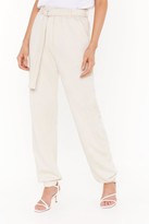 Thumbnail for your product : Nasty Gal Womens Running Behind High-Waisted Belted Joggers - Cream - 8