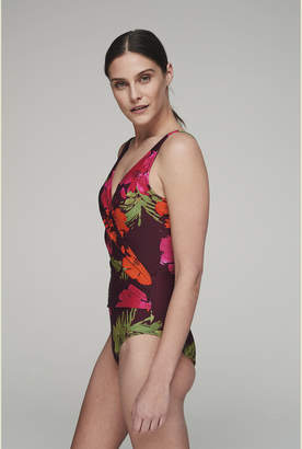 Long Tall Sally Floral Illusion Wrap Front Swimsuit