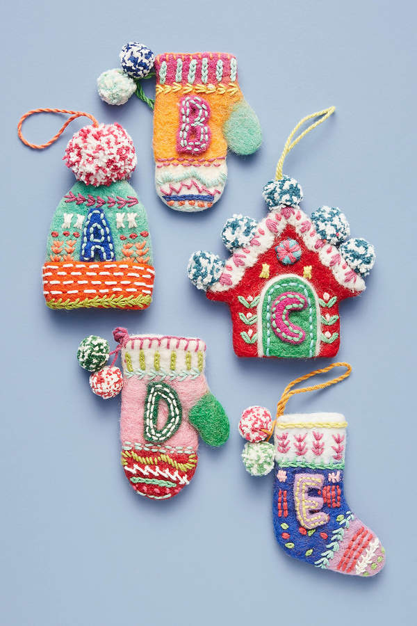 Anthropologie Bundled-Up Monogram Ornament