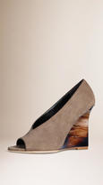 Thumbnail for your product : Burberry Peep-toe Suede Wedges