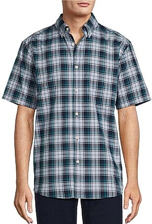 Roundtree & Yorke Roundtree Yorke Short Sleeve Medium Plaid Oxford Sport Shirt