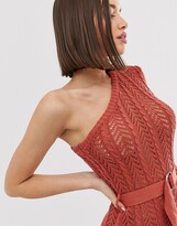 Thumbnail for your product : New Age Rebel one shoulder knitted sheer maxi dress