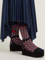 Thumbnail for your product : Prada Logo Jacquard Cotton Socks - Womens - Blue