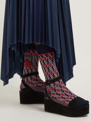 Prada Logo Jacquard Cotton Socks - Womens - Blue