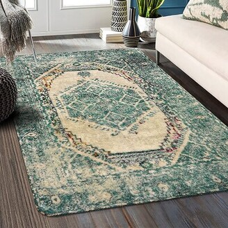 Round Single-Sided Rug,Absorbent Soft Mat,Non-Slip Seamless Leaves Carpet Machine Washable 36x36