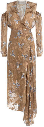 Preen by Thornton Bregazzi by Thornton Bregazzi Printed Dress with Cut-Out Shoulders and Embellishment