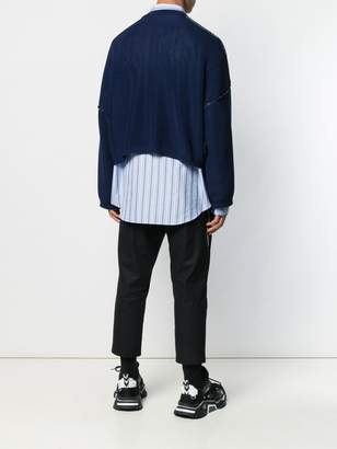 Raf Simons cropped ribbed knit sweater