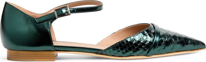 Malone Souliers Leather Crocodile-Effect Ulla Flats
