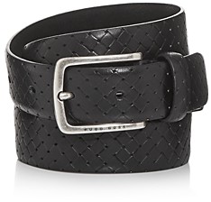 HUGO BOSS Men's Jor Woven Print Leather Belt