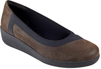 Easy Spirit Women's Kathleen Wedge Slip On - Brown/Black Fabric Casual Shoes