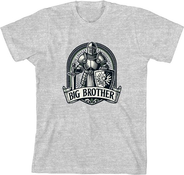 Bioworld Big Brother Knight Boy's Heather Gray Crew Neck Short Sleeve Tee-Medium