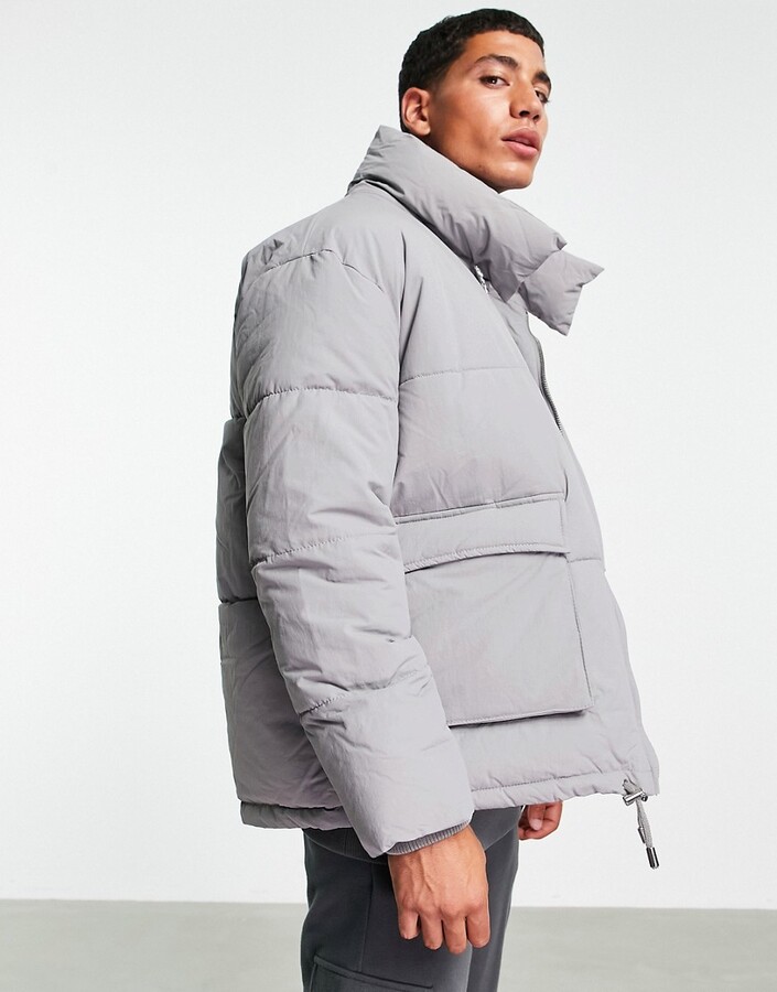 Mennace oversized puffer jacket in gray - ShopStyle